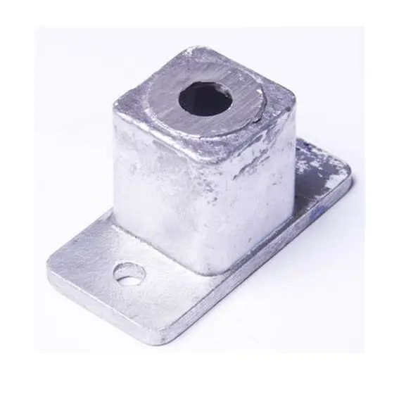 Rectangular Aluminium Base Post Insert: 50x50mm Post, 100x50x7mm Base, 2 Holes