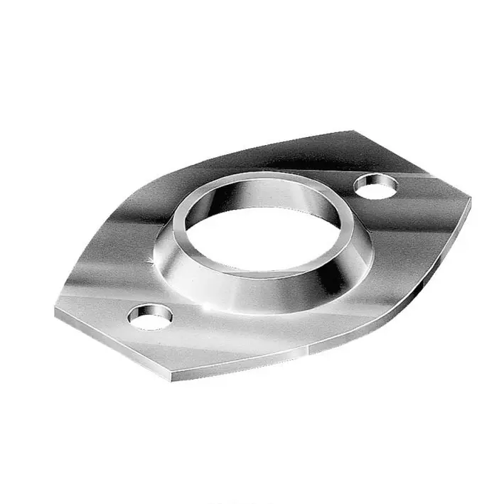 [SE308] Oval Steel Base Plate Sleeve: 50NB / 60mm Round Post, 2 Holes