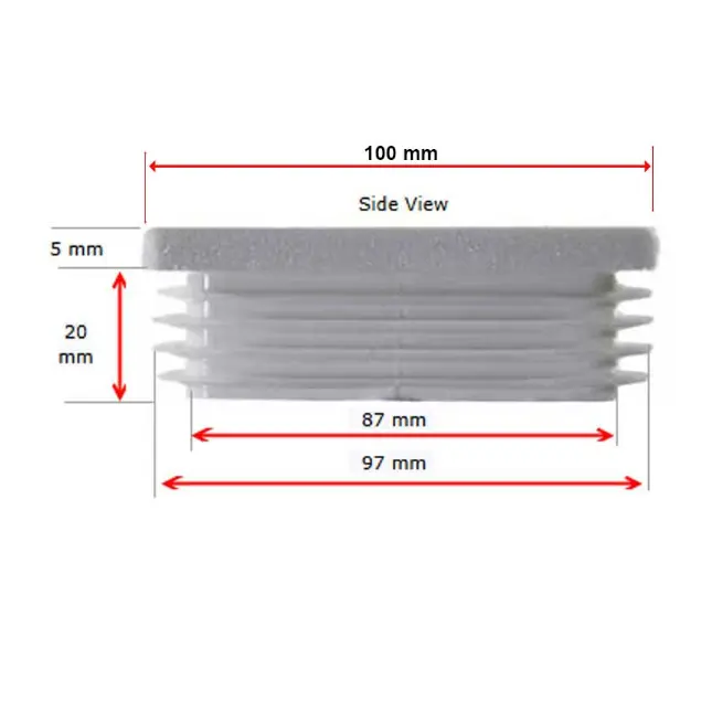 [CPPR534] Plastic Rectangular Cap 100x50mm (2-4mm) White