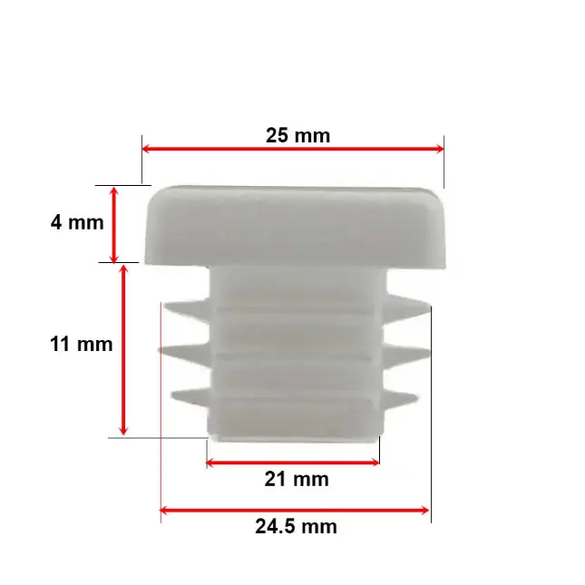 [CPPS292] Plastic Square Cap 25x25mm (1-3mm wall thickness) White