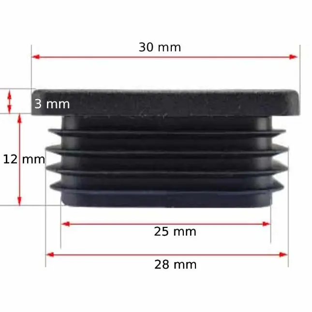 [CPPS310] Plastic square cap 30x30mm (1-2.5mm wall thickness) Black