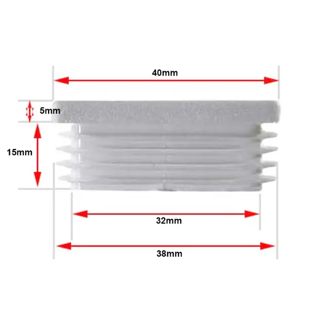 [CPPS341] Plastic square caps 40x40mm (1-3mm wall thickness) White