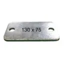 Rectangular Steel Base Plate, 130x75x5mm, 2 Holes