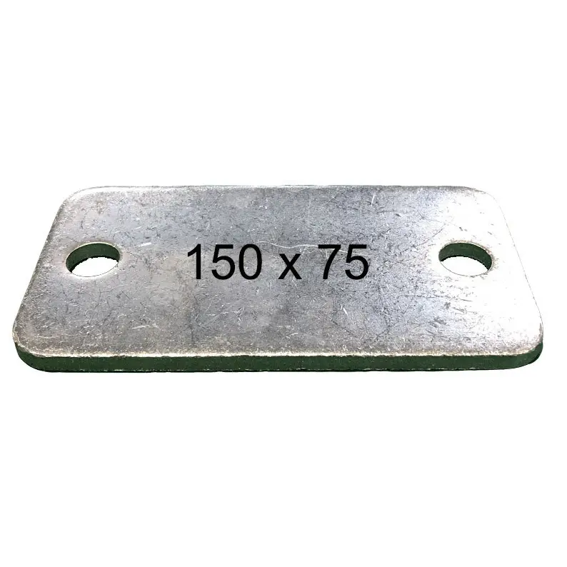 Rectangular Steel Base Plate, 150x75x5mm, 2 Holes