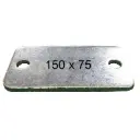 Rectangular Steel Base Plate, 150x75x5mm, 2 Holes