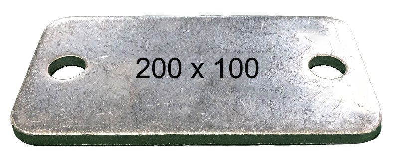 Square Steel Base Plate, 200x100x5mm, 2 Holes