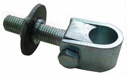 Zinc Plated Adjustable Swing Gate Hinge With Plate - 20mm Long 25NB Rounded Pin, Circular Plate - Single