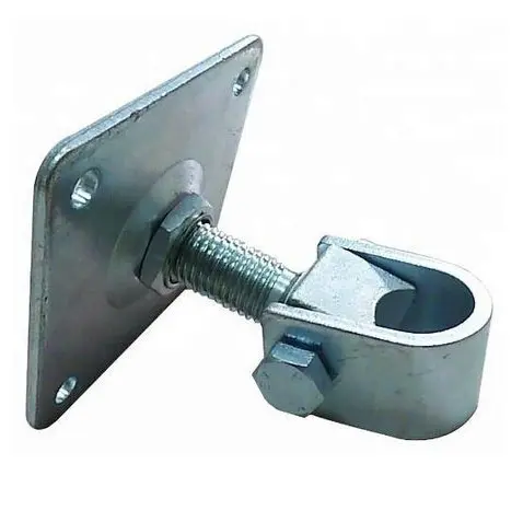 [HN574] Zinc Plated Adjustable Swing Gate Hinge With Plate - 20mm Long 25NB Rounded Pin, 100x100mm Plate - Single