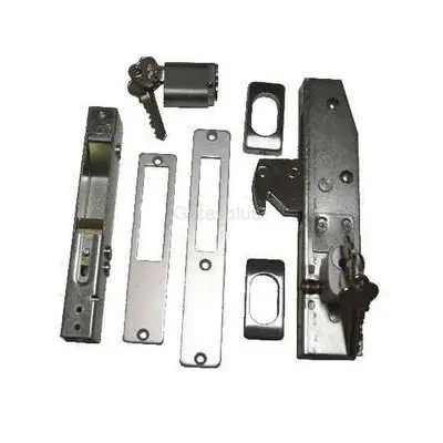 [FK825] Handleless Oval Insert Mortice Lock - Complete Kit - 40x40 Frame, 20mm Backset, Silver - For Sliding Gates (590ML-28HKB)