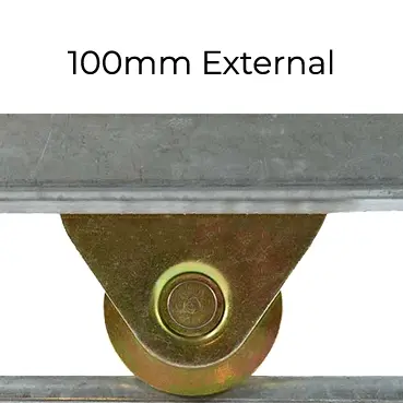 [WH398] Zinc Plated Sliding Gate Wheel - 100mm U Groove External - Double Bearing