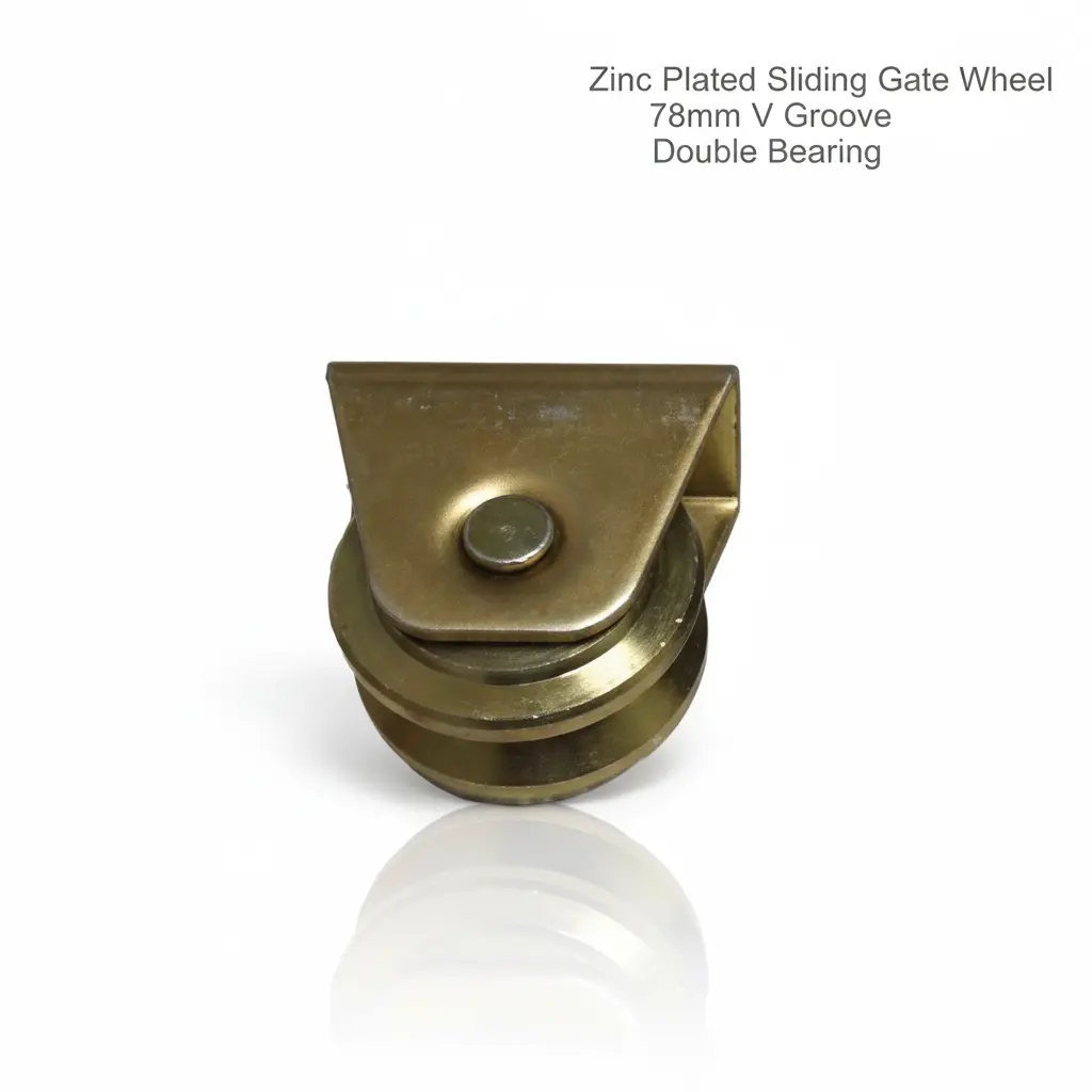 [WH476] Zinc Plated Sliding Gate Wheel - 78mm V Groove External - Double Bearing