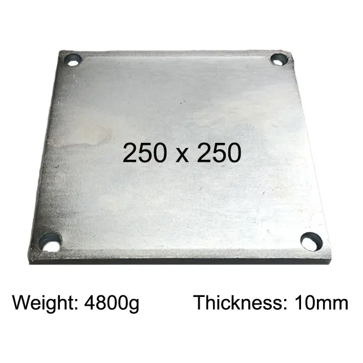 [SE865] Square Steel Base Plate, 250x250x10mm, 4 Holes