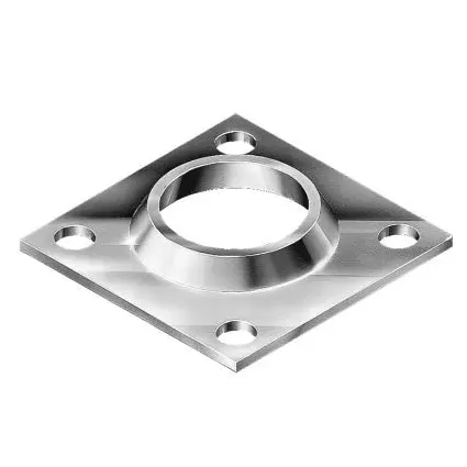 [SE326] Square Steel Base Plate Sleeve: 40NB / 48mm Round Post, 4 Holes