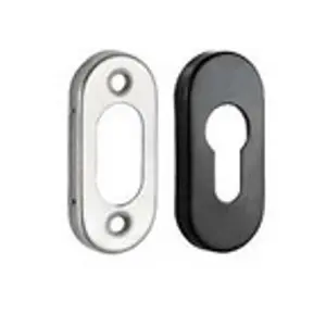[FK492] Insert Mortice Lock Escutcheon - Euro, Pill Shape - Stainless Steel in Satin Chrome Silver - Pair