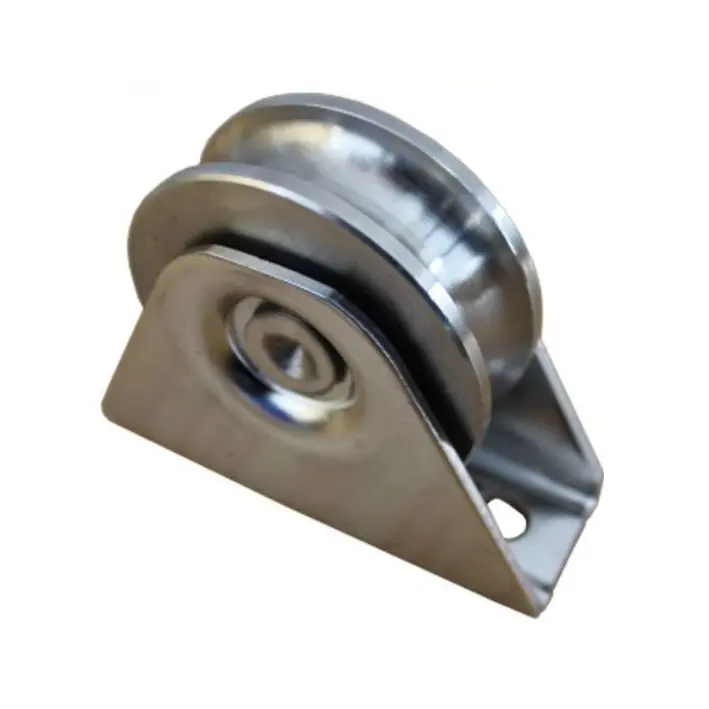 [WH391] Stainless Steel Sliding Gate Wheel - 90mm U Groove External - Double Bearing