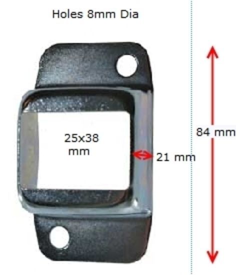 Steel Fence Rail Bracket, 38x25mm Tube, Double Lug, 2 Hole
