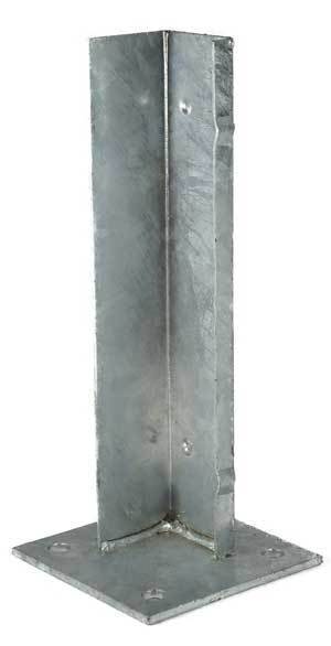 Square Steel Base Post Insert: 75x75mm Post, 130x130x5mm Base, 4 Holes