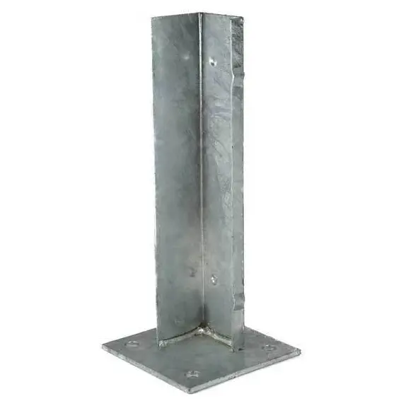 [SE204] Square Steel Base Post Insert: 75x75mm Post, 130x130x5mm Base, 4 Holes