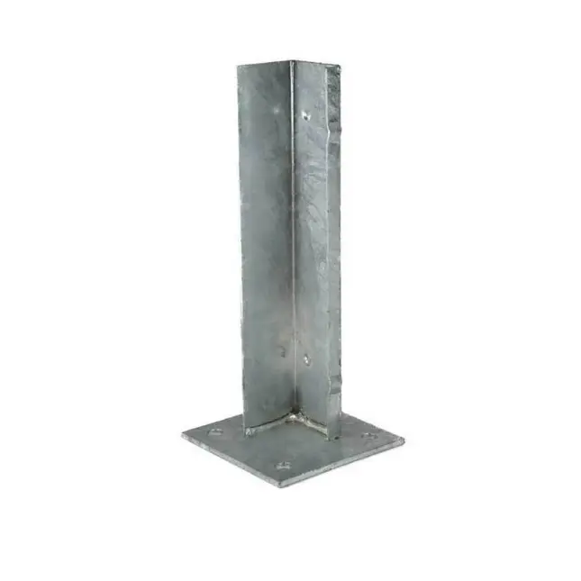 [SE204] Square Steel Base Post Insert: 75x75mm Post, 130x130x5mm Base, 4 Holes