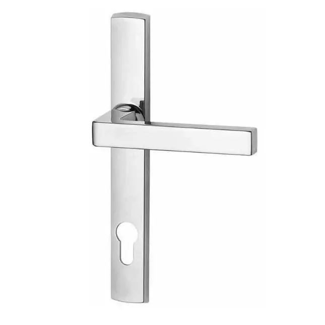 [FK272] Insert Mortice Lock Handle Set - Euro, L Shaped - Stainless Steel in Matt Silver - Pair