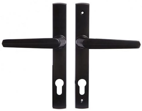 [FK270] Insert Mortice Lock Handle Set - Euro, L Shaped - Stainless Steel in Matt Black - Pair