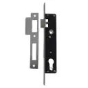 (FK316)Euro Insert Mortice Lock - 50x50 Frame, 30mm Backset, Silver - For Swing Gates