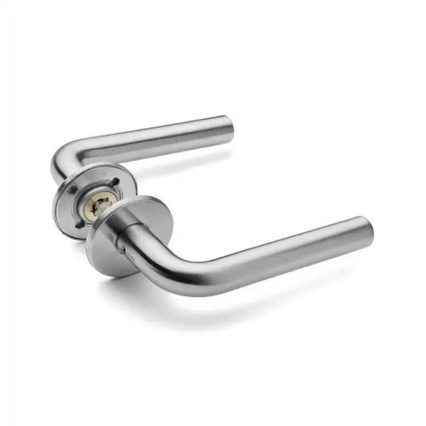 [FK252] Insert Mortice Lock Handle - L Shaped - Stainless Steel in Satin Chrome Silver - Pair