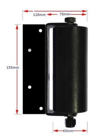 Sliding Gate Side Roller Bracket - 155x65mm Black Roller, Black Holding Bracket