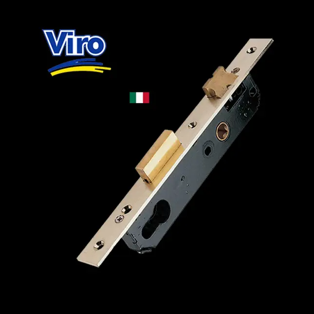 [FK303] Viro Euro Insert Mortice Lock - 50x50 Frame, 30mm Backset, Silver - For Swing Gates