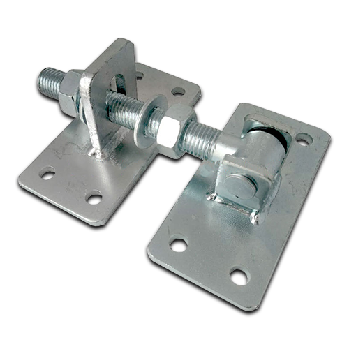 [HN043] Zinc Plated Adjustable Swing Gate Hinge With Plates - 18x150mm Neck, 113x50mm Plates - Each