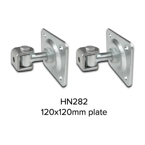 [HN282] Zinc Plated Adjustable Swing Gate Hinge With Plate - 24mm Pin, 120x120mm Plate - Pair