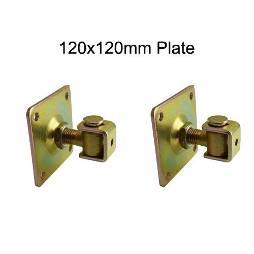 Zinc Plated Adjustable Swing Gate Hinge With Plate - 24mm Pin, 120x120mm Plate - Pair