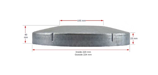 [CPSR580] Galvabond Steel Round Post End Cap for tube 220mm (200NB) 