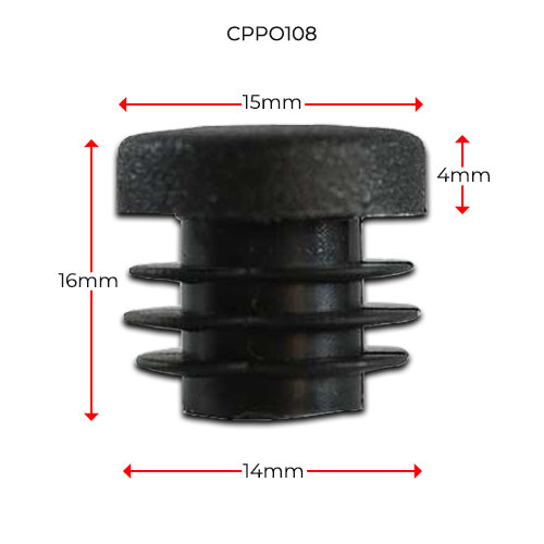[CPPO108] Plastic Round Cap 15mm (0.8-2 mm)