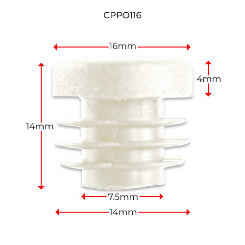 [CPPO116] Plastic Round Cap 16mm (0.8-2mm) - White