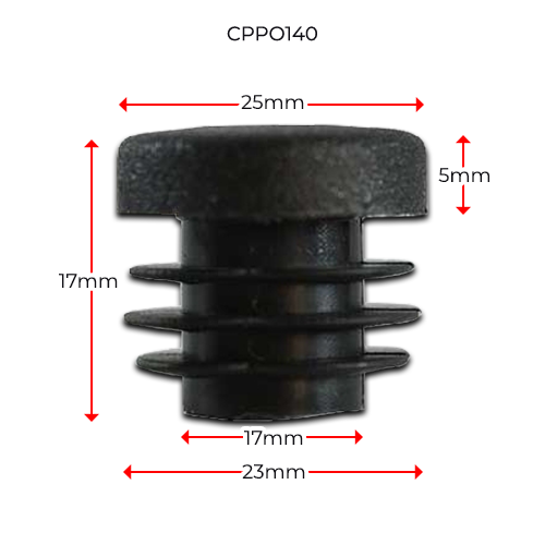 [CPPO140] Plastic Round Cap 25mm (1-3mm) Black