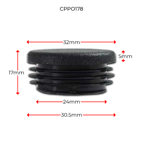 [CPPO178] Plastic Round Cap 32mm OD (0.8-2.5mm)