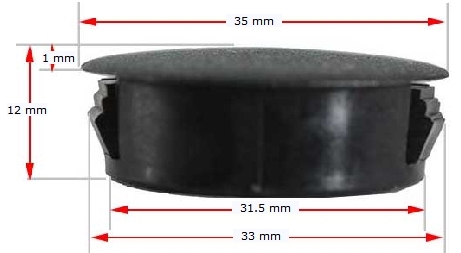 [CPHP180] Plastic Round hole plug for tube size 32mm Black