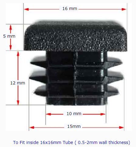 [CPPS282] Plastic cap square 16x16mm (0.8-2mm wall thickness)