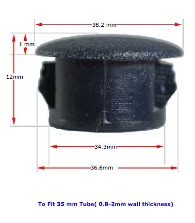 [CPHP022] Plastic insert hole plug/End cap for hole 35mm Black