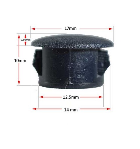 [CPHP014] Plastic insert hole plug/End cap for hole size 13mm Black