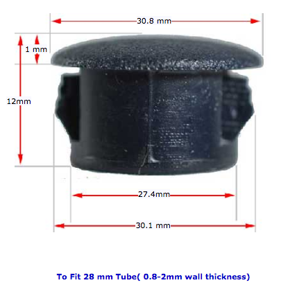 [CPHP020] Plastic insert hole plug/End cap for hole size 28mm Black