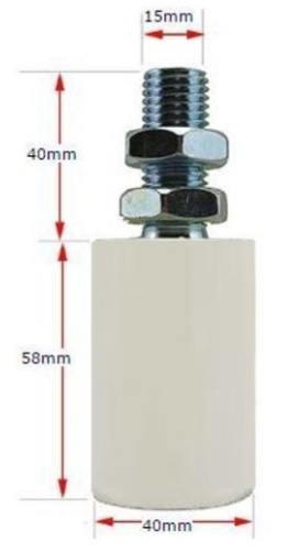 [WH140] Top Guide Roller for Sliding gate size 40x60mm M14 White